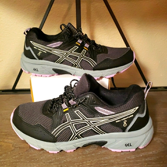 ASICS GEL-Venture 8 Women's Trail‎ Running Shoes Sneakers Black Gray Purple - Picture 1 of 6